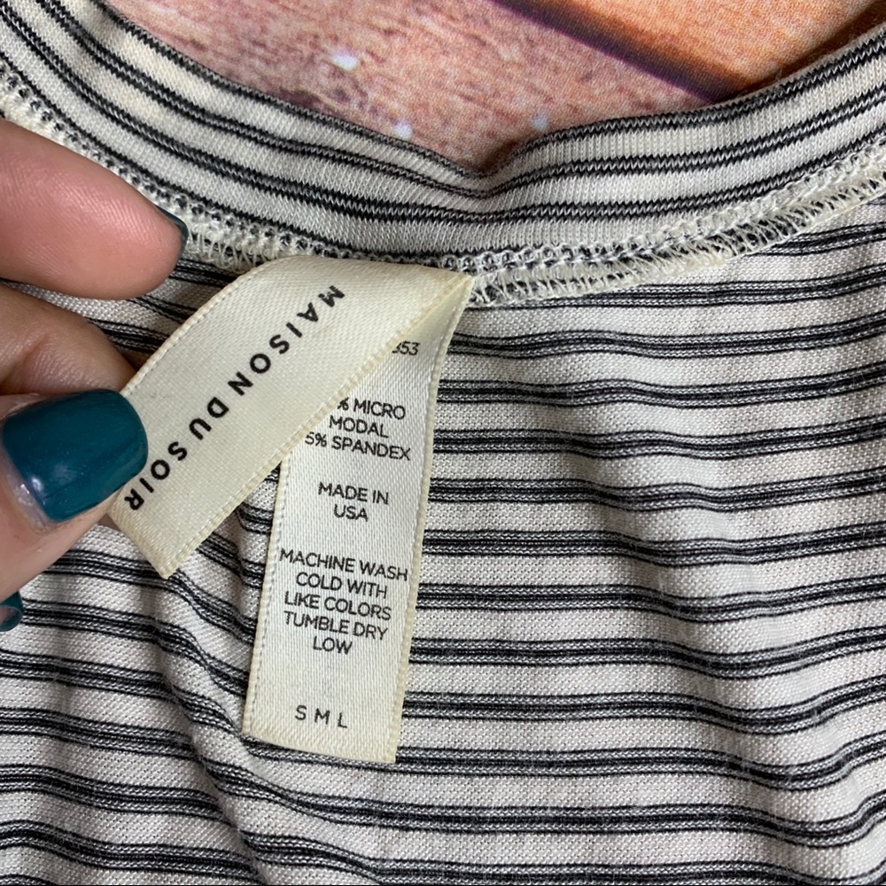 Maison Du Soir Pajama Set Heather Grey Striped - image 6